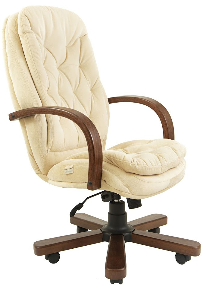 Крісло керівника Венеція підлокітники дерево горіх механізм Мультиблок тканина Місті Milk (Richman ТМ)