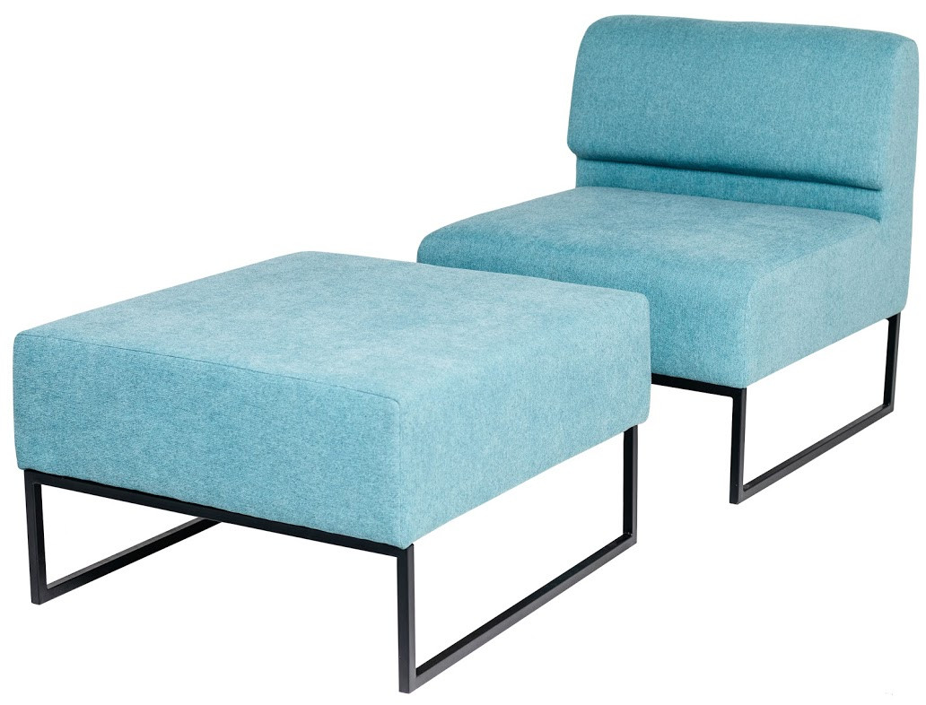 Крісло Лаунж Одиниця Зі Спинкою/Єдиниця Без спинки каркас метал, тканина La Manche Turquoise (Richman ТМ)