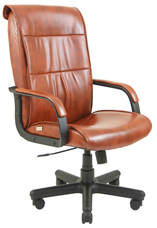 Крісло офісне Ріо пластик підлокітники рич механізм Tilt екошкіра Титан Коньяк (Richman ТМ)