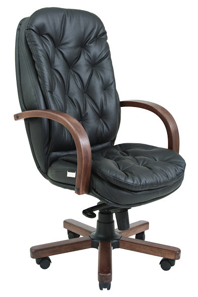 Крісло керівника Венеція підлокітники дерево горіх механізм Мультиблок шкірозамінник Флай-2230 (Richman ТМ)