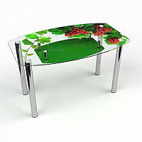 Стол обеденный Бочка с полкой столешница стекло прозрачное фотопечать Bacche rosse 910х610 *Эко мм (БЦ-Стол ТМ