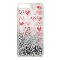 Чехол для iPhone 7 Plus / 8 Plus силиконовый с водой Aqua Case Hearts