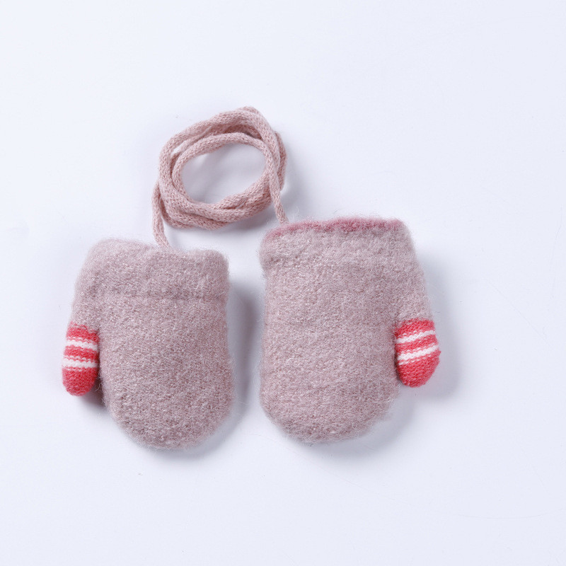 Рукавиці дитячі для новонароджених на мотузочці, рожеві, фото 1