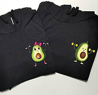 Парные толстовки с капюшоном и кармашком для парня и девушки АВОКАДО