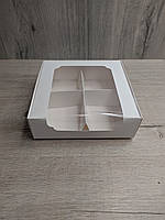 Коробка для десертов 200*200*60 с окном Белый