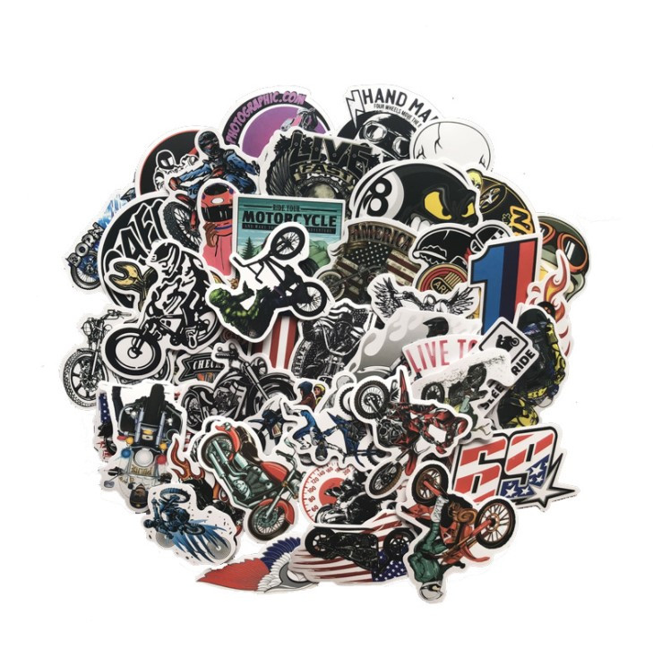 Набір вінілових наклейок стикерів Світ байків і мотоциклів Стикербомбінг на автотелефон ноутбук 50 шт.
