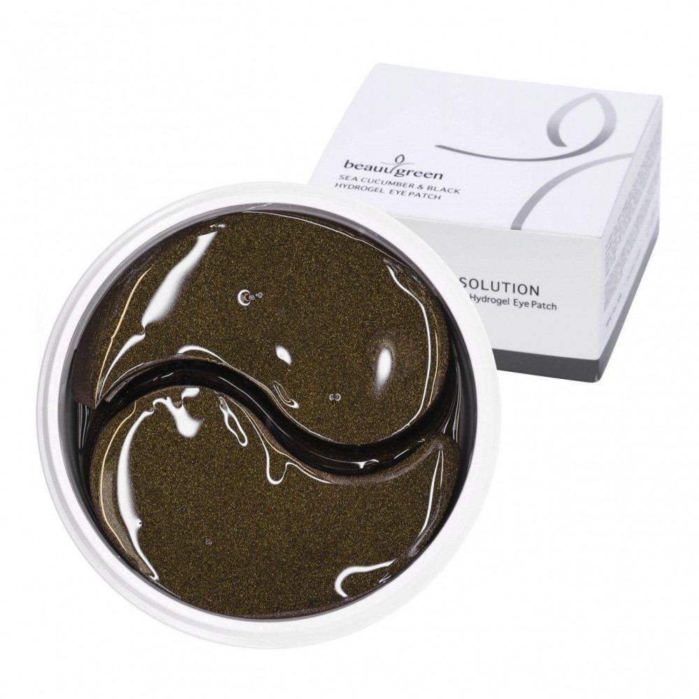 Патчі під очі з пудрою чорних перлів BeauuGreen Sea Cucumber&Black Hydrogel Eye Patch 60 шт.