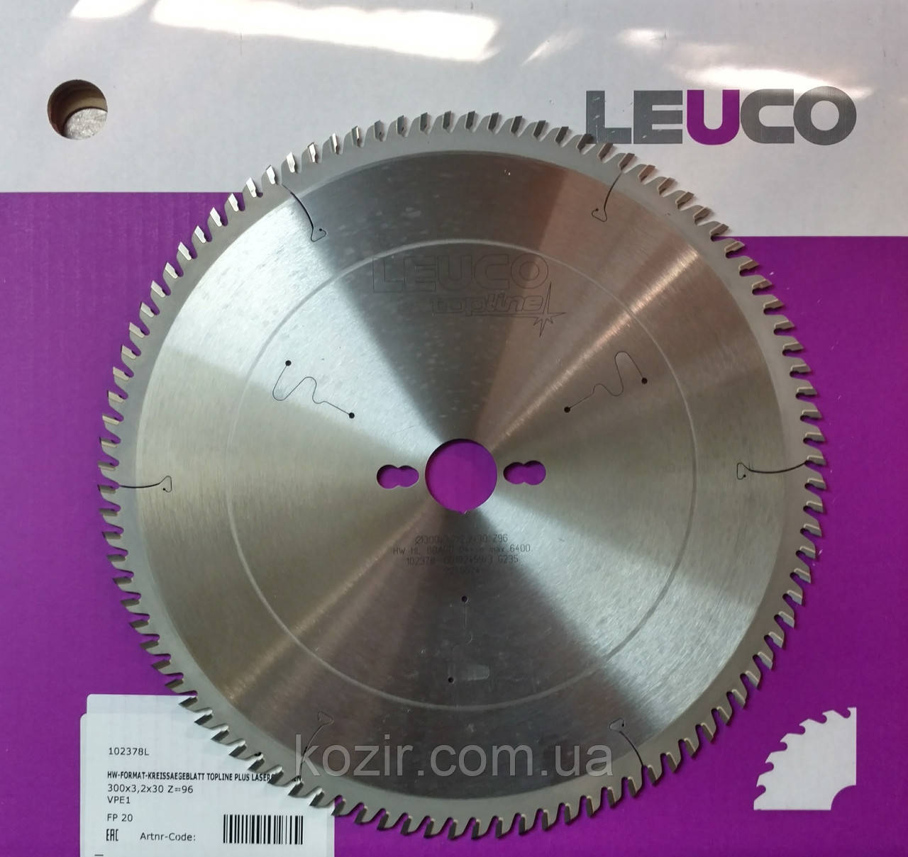 Диск пильний для ламінату, ДСП і МДФ Leuco 300x3,2/2x30 Z=96 для форматованих станків