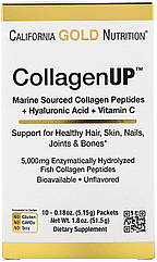 California Gold Nutrition CollagenUP, Marine Collagen + Hyaluronic Acid + Vitamin C, Unflavored 10 Packets