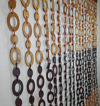 Дерев’яні штори «Овал» 1×2 м | коричнево-темні та рижі овали | декоративна штора на дверний отвір