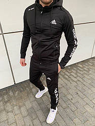 Спортивний костюм чоловічий Adidas zipp чорний демісезонний осінній весняний адідас