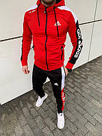 Спортивный костюм мужской Adidas zipp красный демисезонный осенний весенний Адидас