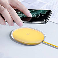 Беспроводное зарядное устройство Baseus Jelly Qi 15W для наушников и телефона + кабель USB Yellow (WXGD-0Y)