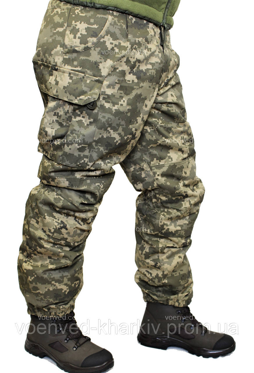 Штани вітровологозахисні ШВВЗ зимові статутні подвійні ЗСУ ММ-14 піксель, фото 1
