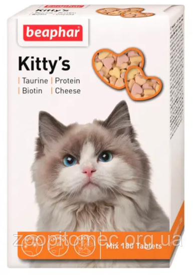 Кормова добавка для кішок Beaphar (Беофар) Kittys +Taurine +Biotine з біотином і таурином, 180 таб.