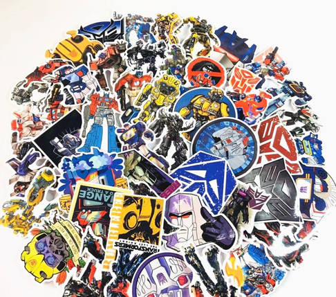 Набір вінілових наклейок стикерів Трансформери Transformers Стикербомбінг на автотелефон ноутбук 50 шт., фото 1