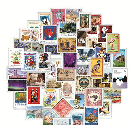 Набір вінілових наклейок стикерів Ретро дорожні марки Стикербомбінг на автотелефон ноутбук 50 шт., фото 1