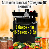 Автоклав Газовий TOP-16, Горловина 15,9 см (16 банок 0.5 л или 5 банок 1л), Вуглецева сталь, фото 7