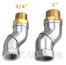 Поворотна Муфта кутова 45° (поворотне з'єднання універсальне) 1" BSP х 1" BSP