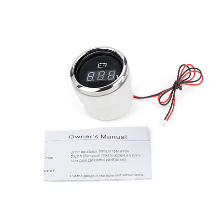 Цифровий вольтметр I GAUGE 52MM з функцією попередження (чорний) LED дисплей 8-16В, фото 3