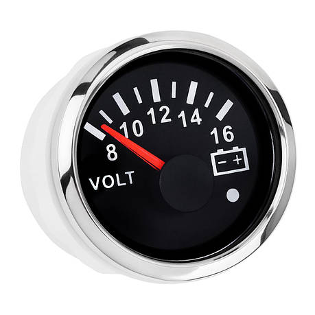 Вольтметр I GAUGE 52MM з функцією попередження (чорний) LED дисплей 8-16В, фото 1