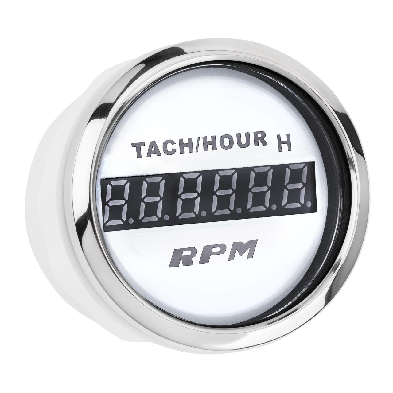 Цифровий тахометр з лічильником мотогодин I GAUGE 52MM (білий) LED дисплей