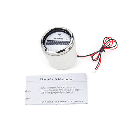 Цифровий лічильник мотогодин I GAUGE 52MM (білий) LED дисплей, фото 3