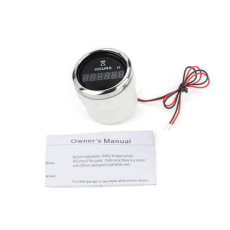 Цифровий лічильник мотогодин I GAUGE 52MM (чорний) LED дисплей, фото 3