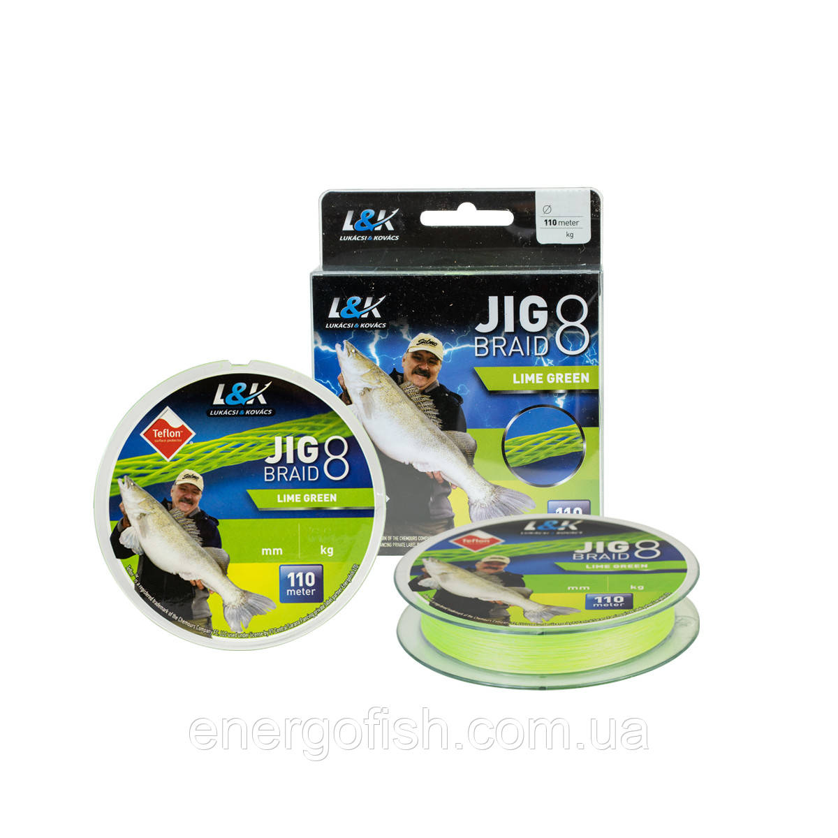 Шнур L&K X8 Jig Braid Teflon Lime Green 110м 0.18мм 10.3кг