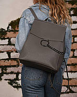 Женский сумка рюкзак серый с цепочкой кожзам, рюкзаки из экокожи Марио WeLassie