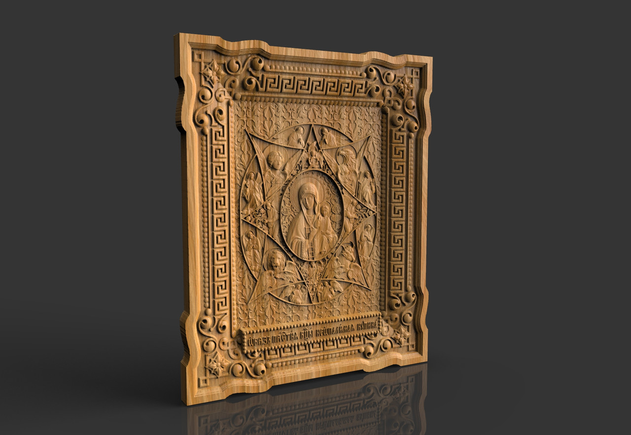 Ікона Божої Матері "Неопалима Купина", різьблена з дерева 2, фото 1