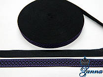 Тасьма 2 см чорна "Крістик" фіолетовий