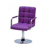 Кресло Augusto ARM CH-Base экокожа пурпурный, на хромированной опоре-блине, с регулировкой высоты