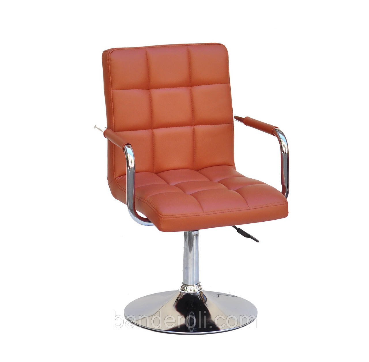 Крісло Augusto ARM CH-Base екокожа коричневий, хромованою опорі-блін, з регулюванням висоти, фото 1