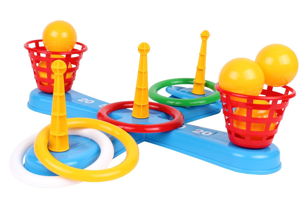 Іграшка Кільцекид ТехноК плюс 3411 основа стрижні кошик кулі кільця дитяча гра для всієї родини дітей і дорослих
