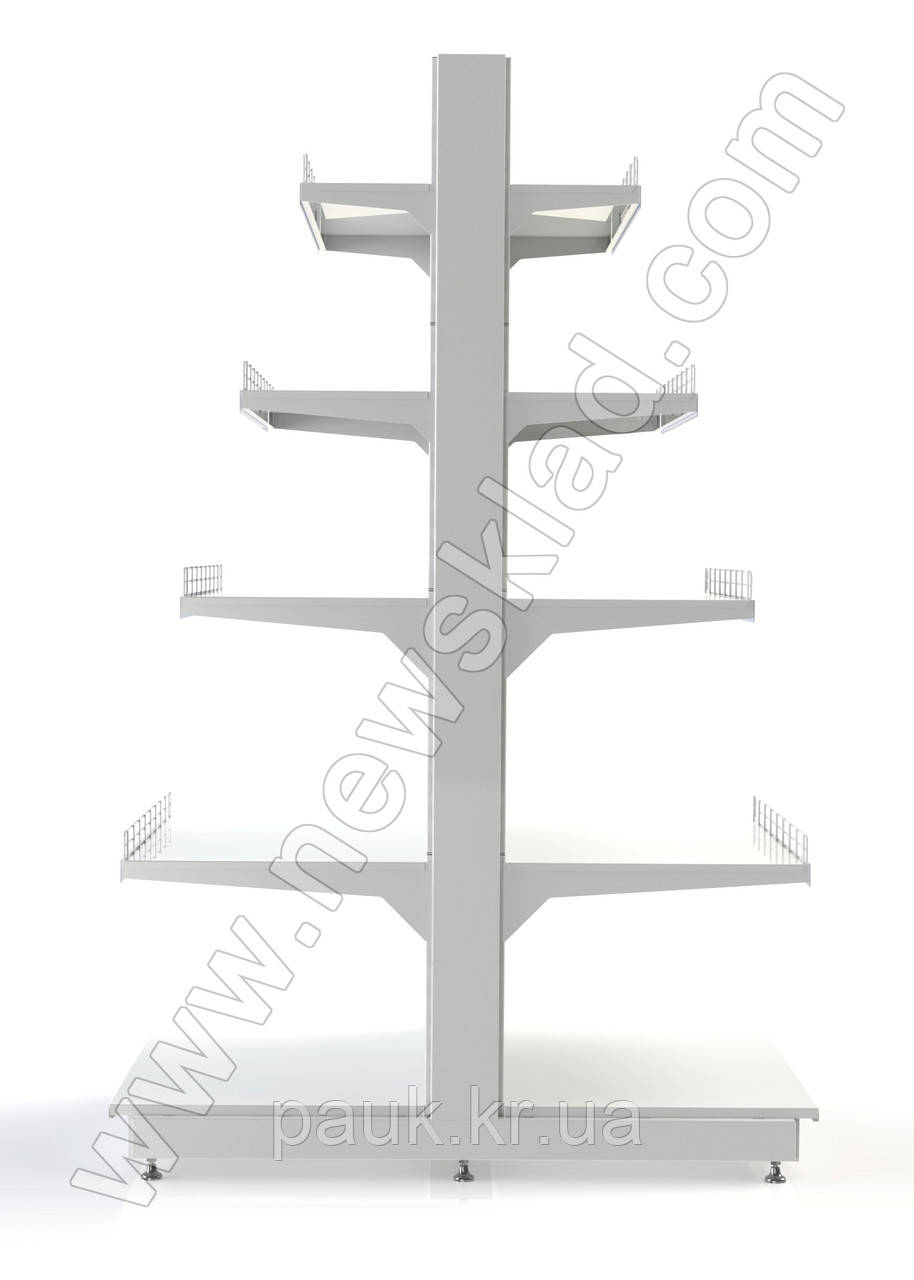 Стеллаж торговый двухсторонний 2100х950 мм, прямой приставной стеллаж Ристел, металлический стеллаж в магазин - фото 5 - id-p1266510208