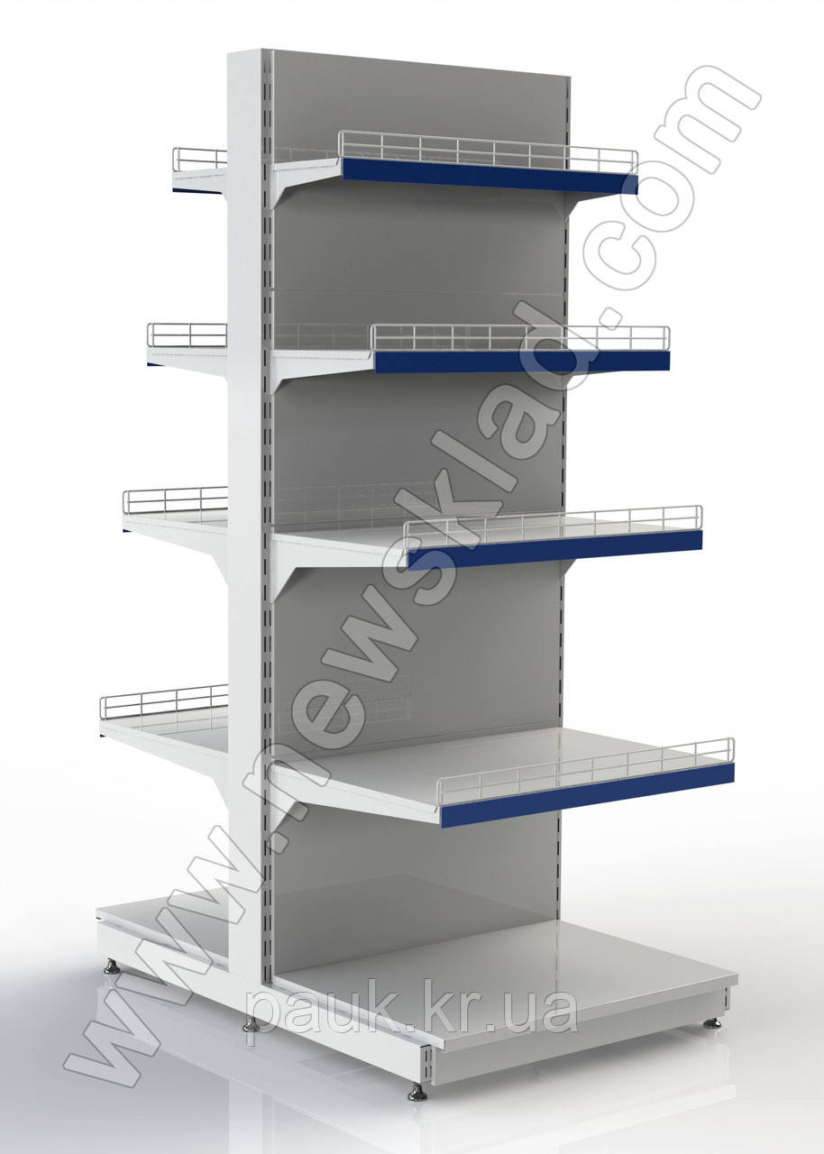 Стеллаж торговый двухсторонний 2100х950 мм, прямой приставной стеллаж Ристел, металлический стеллаж в магазин - фото 7 - id-p1266510208