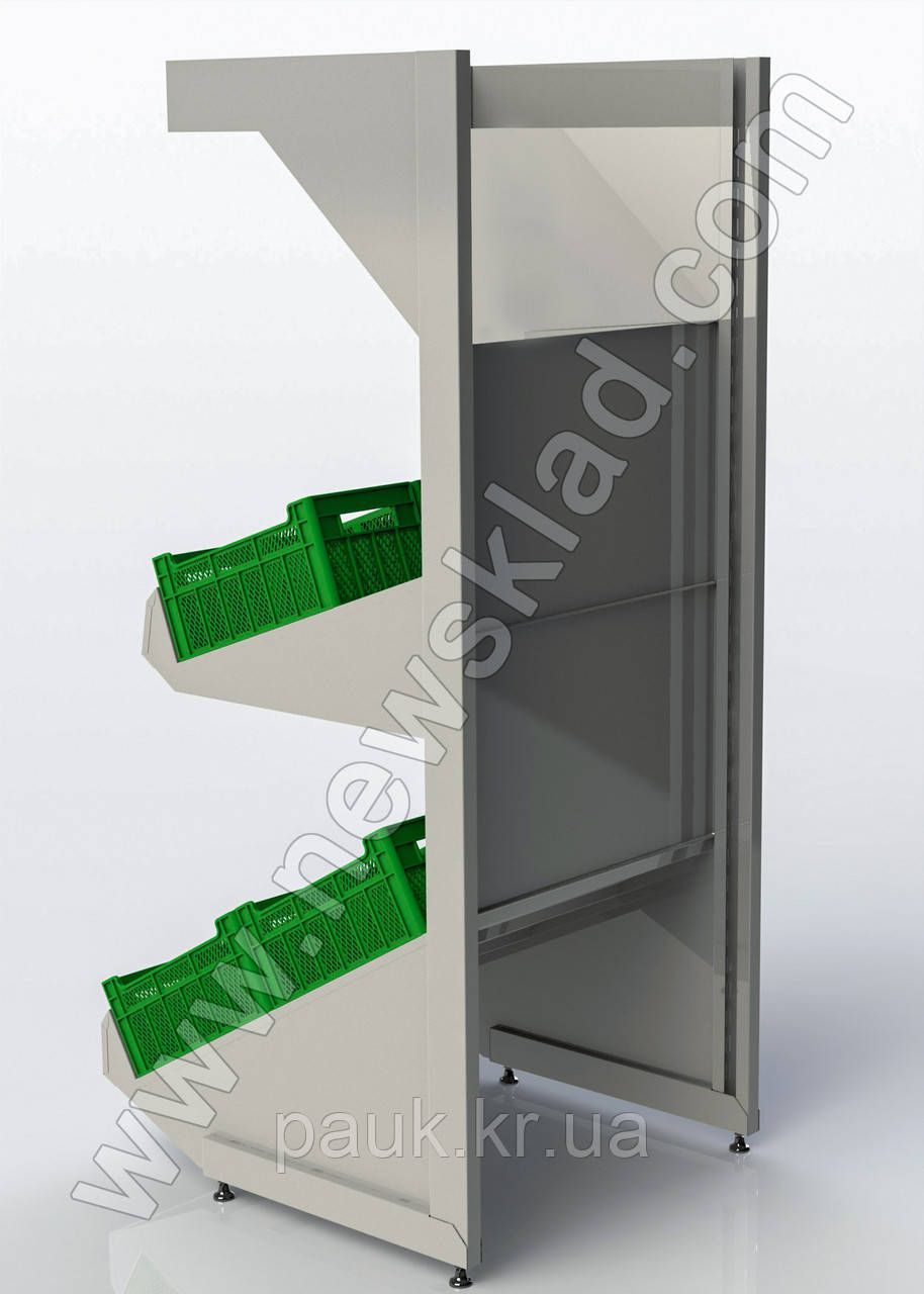 Овощной торговый стеллаж 2100х950 мм, металлический приставной стеллаж с овощными полками под ящики - фото 7 - id-p1266510488
