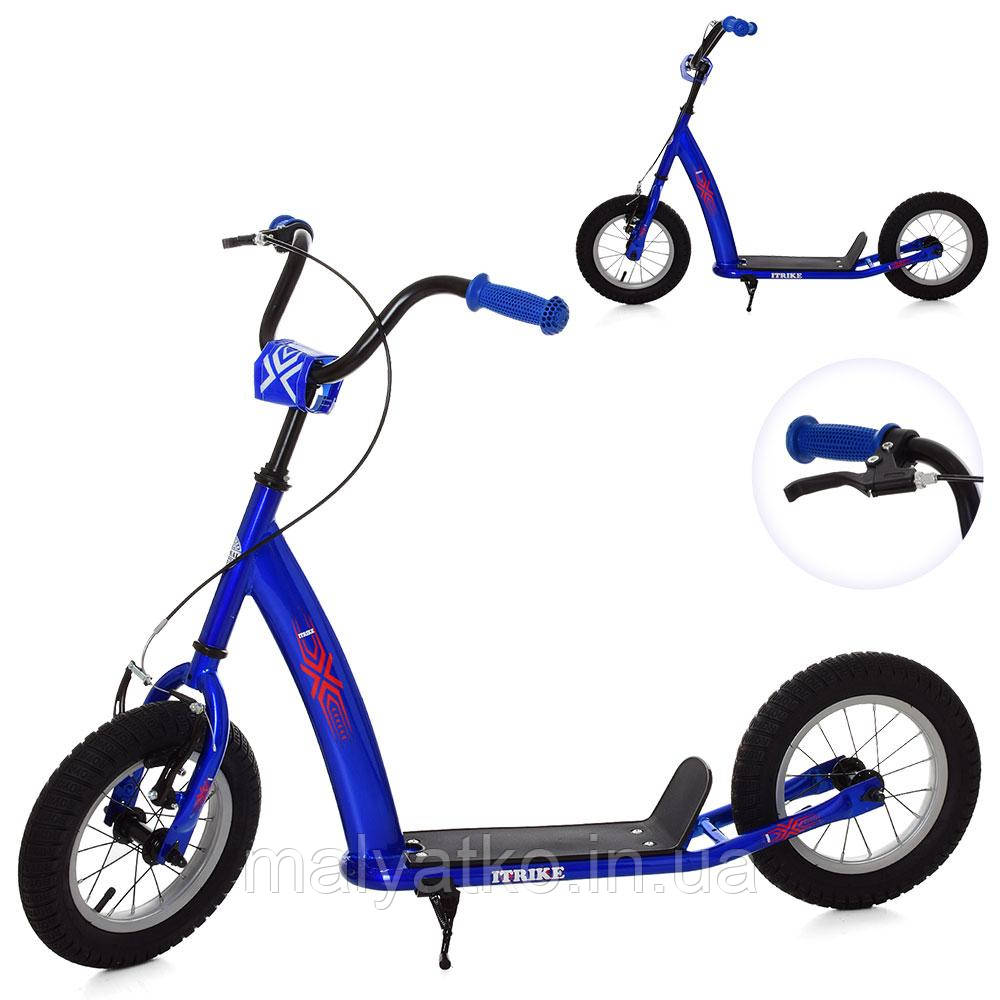 *Самокат для дітей і дорослих Scooter з ручним гальмом (Синій) арт. 2-047-BBL, фото 1