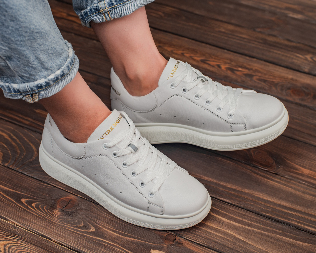 Жіночі кросівки Alexander McQueen з натуральної шкіри, жіночі кросівки олександр макквін натуральна шкіра, фото 1