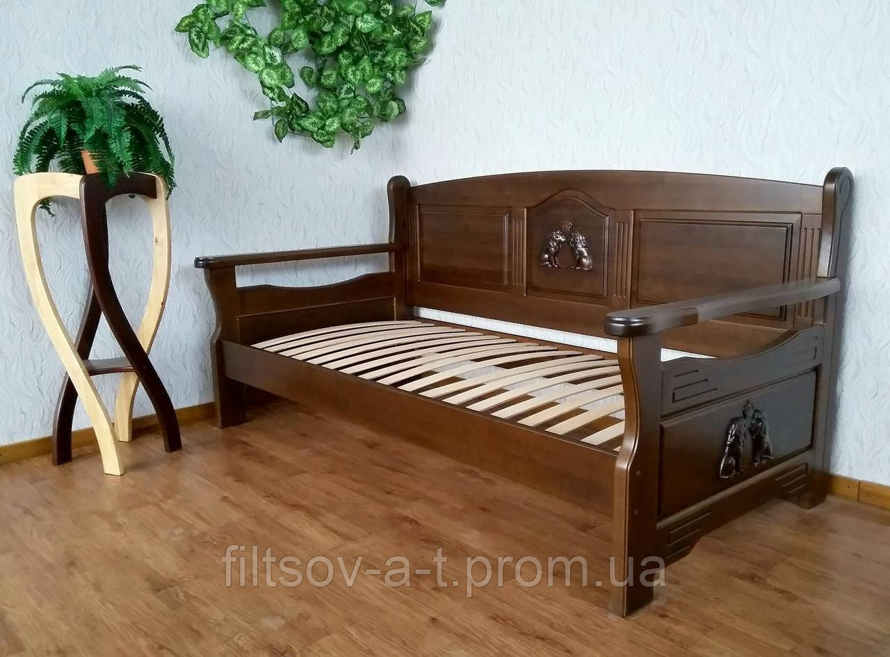 Односпальный диван кровать с мягкой спинкой из массива дерева "Орфей Премиум - 2" от производителя - фото 6 - id-p1266538112