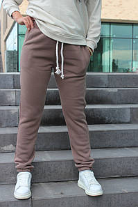 Теплі жіночі спортивні штани на флісі No333.11 капучіно