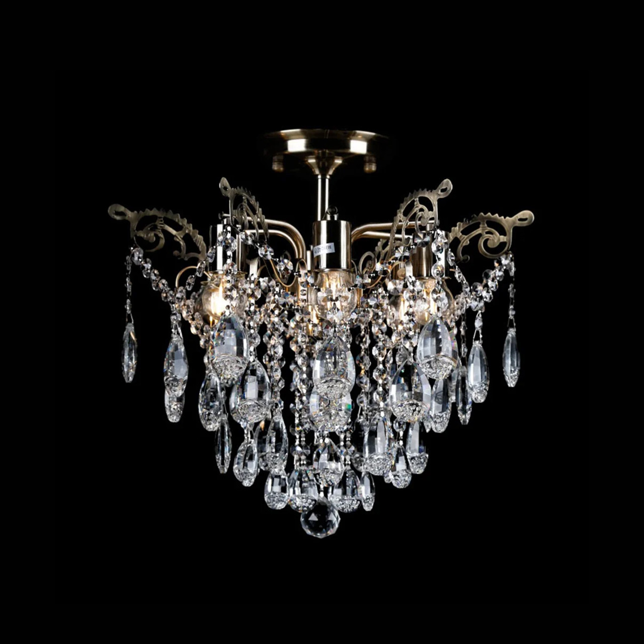 Кришталева люстра Припотолочная на 6 лампочок каркас антична бронза VL-L78410/6A/AB, фото 1