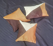 Комплект подушок Велюр коричневий, молочний, шоколад, 3 шт.
