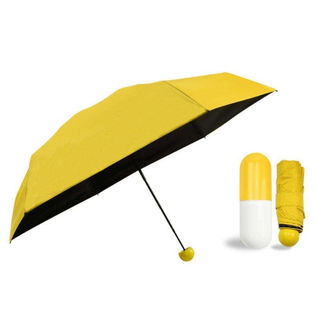 МІНІ ПАРАСОЛЬКУ В КАПСУЛІ CAPSULE UMBRELLA КАПСУЛЬНИЙ ЗОНТ СКЛАДАНИЙ МЕХАНІЧНИЙ У ФУТЛЯРІ ЖОВТИЙ