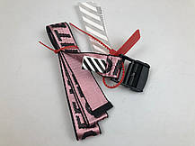 Ремінь на Пояс Off-White Original Belt Офф Вайт 150 см Рожевий з чорним пряжкою, фото 3