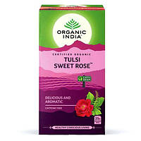 Чай Органік Тулсі Солодка троянда 25 пак, Organic India Tulsi Sweet Rose, Чай Органик Тулси Сладкая роза,