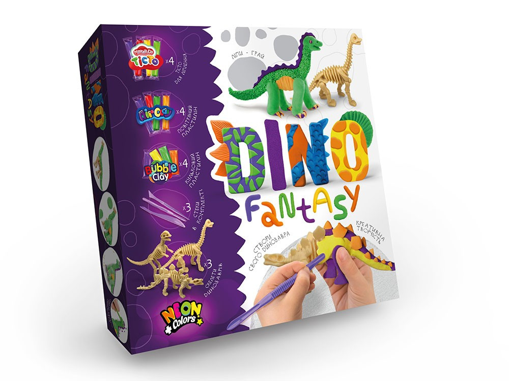 Набір для креативної творчості Dino Fantasy Danko Toys DF-01-01U дитяче Діно фантазії тісто скелети пластилін для дітей