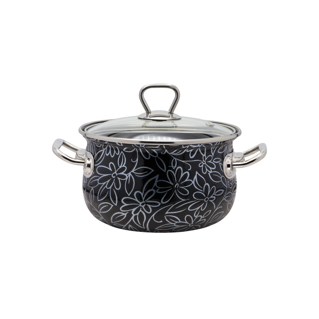 Каструля емальована 2,1 л "Ажур чорний" 2598С