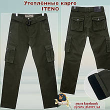 Джинси чоловічі утеплені карго з кишенями ITENO колір хакі